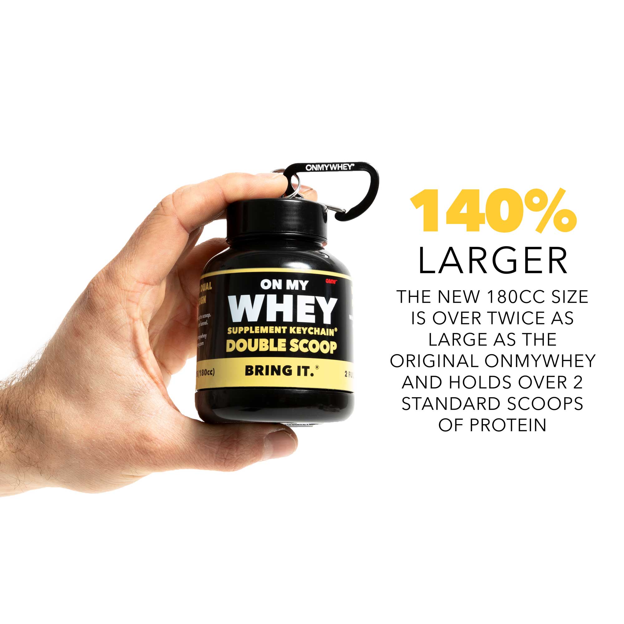 OnMyWhey - Double Scoop (180cc) - Protein Powder and Supplement Funnel Keychain