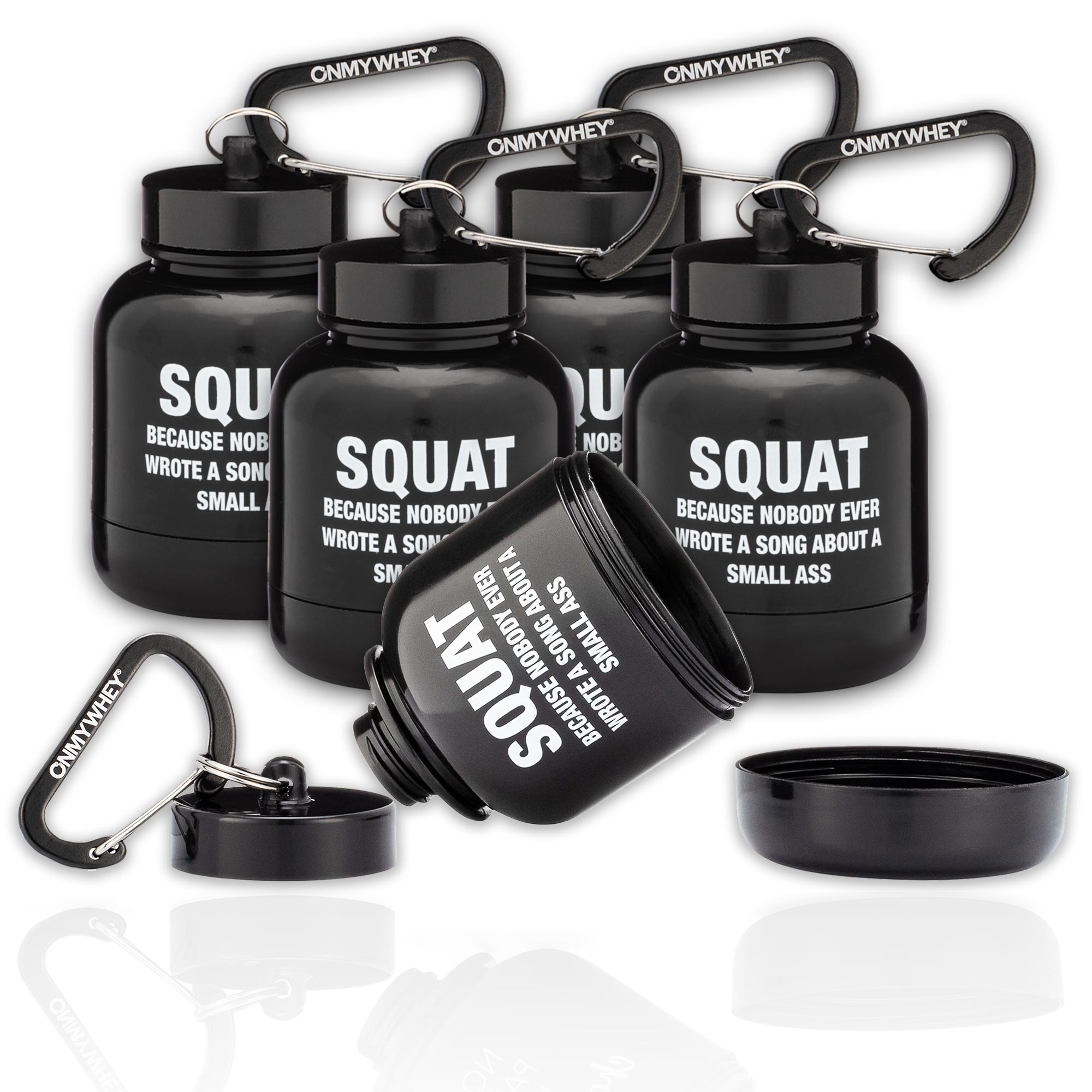 OnMyWhey Protein Container With Funnel And Keychain, 75cc