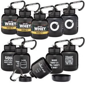 OnMyWhey Protein Container With Funnel And Keychain, 75cc, 10-Pack