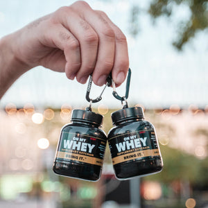 On My Whey Protein Keychain Bottle