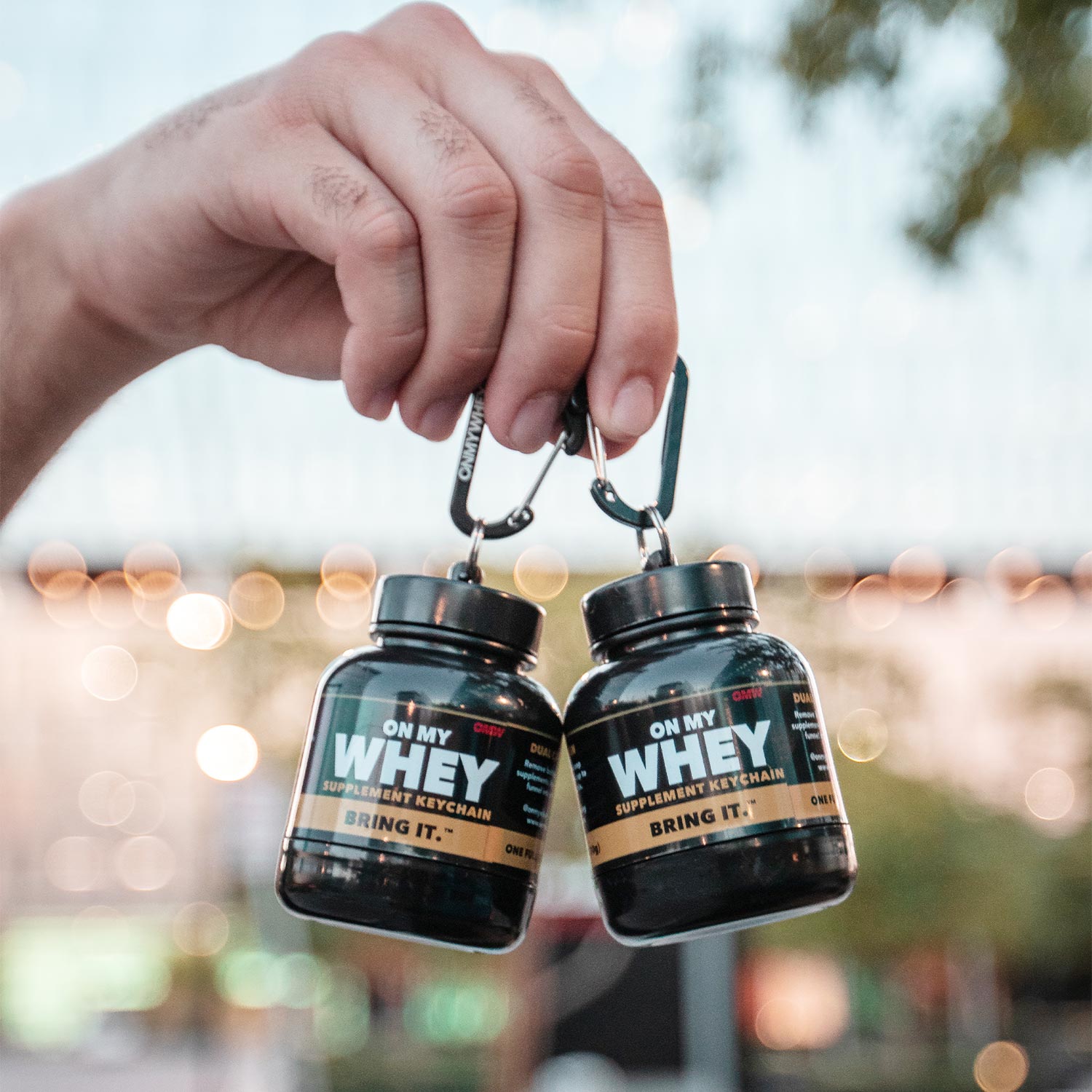 Protein Powder Keychain OnMyWhey Protein Container With Funnel And Keychain, 75cc